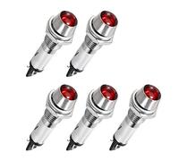 sourcing map Témoin lumineux 24V DC, LED rouge, coque métal montage Pan 5/16" 8mm 5pcs