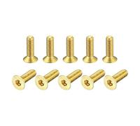 sourcing map Tête Plate Prise Capuchon Vis, M3-0.5x10mm Laiton Interne Hex Embout Fixations Boulons 12pcs