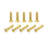 sourcing map Tête plate Prise Capuchon Vis, M3-0.5x14mm Laiton Interne Hex Embout Fixations Boulons 12pcs