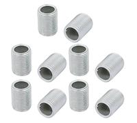 sourcing map Tige Filetée Creuse M12 Tube Filete Filetage 15mm Longueur Supérficiel Lampe Tuyau Mamelon Réparation Pièce pour Lumière Zinc Allié Argenté Paquet de 10