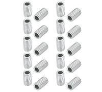 sourcing map Tige Filetée Creuse M6 Tube Filete Filetage 10mm Longueur Supérficiel Lampe Tuyau Mamelon pour Réparation Luminaire Lampe Lustre Zingué Argenté Paquet de 20
