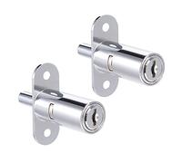 sourcing map Tiroir Bureau Penderie Cabinet Pousser Piston Verrouillage 3/4" Cylindre Diamètre 1-1/2" Cylindre Longueur Zinc Alliage Chrome Finition Clés Identiques 2Pcs