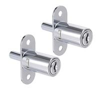 sourcing map Tiroir Bureau Penderie Cabinet Pousser Piston Verrouillage 3/4" Cylindre Diamètre 1-1/4" Cylindre Longueur Zinc Alliage Chrome Finition Clés Identiques 2Pcs