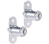 sourcing map Tiroir Bureau Penderie Cabinet Pousser Piston Verrouillage 3/4" Cylindre Diamètre 7/8" Cylindre Longueur Zinc Alliage Chrome Finition Clés Identiques 2Pcs
