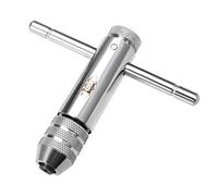 sourcing map Tourne à Gauche Porte Taraud Réglable Rochet Robinet Clé T-Poignée pour Métrique M3-M8 Robinet Fraise Clé à Cliquet Taraudage 85mm (3.35-pouce) Corps