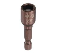 sourcing map Tourne-écrou magnétique de 8 mm à douille hexagonale S2 en acier à outils avec tige hexagonale à changement rapide de 6,35 mm pour perceuses électriques et visseuses à percussion, marron