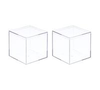 sourcing map Transparent Acrylique Plastique Rangement Boîte Carré Cube Présentoir Étui avec Couvercle 8,1x8,1x8. 1cm Conteneur Boîte pour Petit Article Paquet de 2