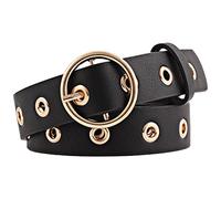 sourcing map trou oeillet cloutés ceinture pu Boucle broche simple large 28 mm 1 1/8 Noir Jusqu'à 35 pouces