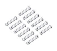 sourcing map Trou Unique Chape Broches 10mm x 50mm Tête Plate Tête Zingage Solide Acier Axe Charnière 12Pcs