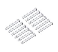 sourcing map Trou Unique Chape Broches 6mm x 55mm Tête Plate Tête Zingage Solide Acier Axe Charnière 12Pcs