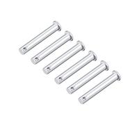 sourcing map Trou Unique Chape Broches 8mm x 55mm Tête Plate Tête Zingage Solide Acier Axe Charnière 6Pcs