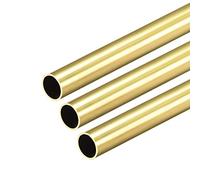 sourcing map Tube Laiton Rond 300mm Longueur 10mm Diamètre Externe 0.5mm Paroi Épaisseur Sans Couture Droit Tuyau 3 Pcs