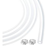 sourcing map Tuyau à air flexible en caoutchouc de silicone transparent de 4 mm x 7 mm pour brassage, fabrication de vin, siphon à pompe, avec 2 colliers de serrage