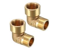 sourcing map Tuyau coudé laiton de 3/8 degré 90PT mâle x femelle 3/8PT 2Pcs