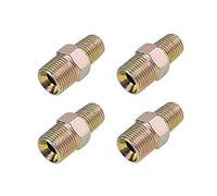 sourcing map Tuyau Réducteur Raccord Réducteur Hex Mamelon 1/4 x 3/8 BSP Mâle Connecteur en Zinc Fini Placage 4Pcs
