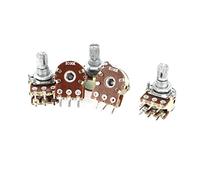 sourcing map Type B 100 K Ohm Métal Manche Rotatif linéaire à Double Fuseau Rotatif potentiomètre 5pcs