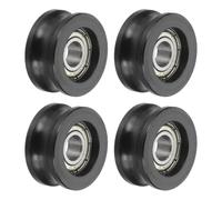 sourcing map U Groove Lot de 4 rouleaux de roulement à billes, 6 x 21 x 10 mm en nylon et acier inoxydable, roue de rechange robuste pour porte coulissante, fenêtre, équipement mécanique, noir