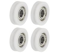 sourcing map U Groove Lot de 4 rouleaux de roulement à billes, 6 x 22 x 7 mm en nylon et acier inoxydable, roue de rechange robuste pour porte coulissante, équipement mécanique, 2,5 mm, blanc