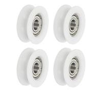 sourcing map U Groove Lot de 4 rouleaux de roulement à billes, 6 x 24 x 9 mm en nylon et acier inoxydable, roue de rechange robuste pour porte coulissante, fenêtre, équipement mécanique, blanc