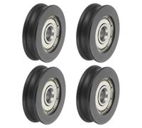 sourcing map U Groove Lot de 4 rouleaux de roulement à billes, 6 x 27 x 8 mm en nylon et acier inoxydable, roue de rechange robuste pour porte coulissante, fenêtre, équipement mécanique, noir