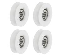 sourcing map U Groove Lot de 4 rouleaux de roulement à billes, 6 x 27 x 9 mm en nylon et acier inoxydable, roue de rechange robuste pour porte coulissante, fenêtre, équipement mécanique, blanc