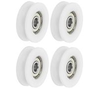 sourcing map U Groove Lot de 4 rouleaux de roulement à billes, 6 x 30 x 10 mm en nylon et acier inoxydable, roue de rechange robuste pour porte coulissante, fenêtre, équipement mécanique, blanc