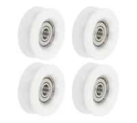 sourcing map U Groove Lot de 4 rouleaux de roulement à billes, 6 x 32 x 12 mm en nylon et acier inoxydable, roue de rechange robuste pour porte coulissante, fenêtre, équipement mécanique, blanc
