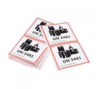 sourcing map UN3481 Batterie Autocollants pour Batterie Avertissement Expédition et Manutention Avertissement Blanc Avec Noir Mots 4.68 x 4.29 pouce Paquet de 150
