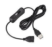 sourcing map USB Câble avec ON/Off Interrupteur USB Mâle à Female Extension Corde 2M Noir pour LED Bureau Lampe LED Bande