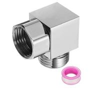 sourcing map Vanne de dérivation de douche G1/2" à 2 voies, adaptateur carré de bidet en acier inoxydable avec ruban PTFE et joint pour robinet d'angle de bidet, (35 mm, argenté)