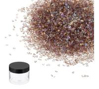 sourcing map Verre écrasé pour résine - Petit verre - 100 g - Marron | Petits morceaux de paillettes métalliques en verre écrasé cassé avec bocaux ronds en plastique de 150 ml avec couvercles pour