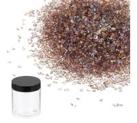 sourcing map Verre écrasé pour résine - Petit verre - 200 g - Marron | Petits morceaux de paillettes métalliques en verre écrasé cassé avec bocaux ronds en plastique de 250 ml avec couvercles pour