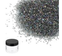 sourcing map Verre écrasé pour résine - Petit verre de 100 g - Gris foncé | Petits morceaux de paillettes métalliques en verre écrasé cassé avec bocaux ronds en plastique de 150 ml avec couvercles pour