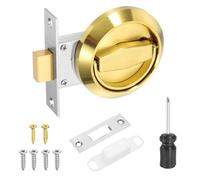 sourcing map Verrou de porte rond encastrable inox doré | Poignée de tirage encastrée, bouton caché, rotation à 360°, porte de poche, tournevis inclus, chambre à coucher