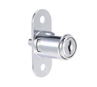sourcing map Verrou Serrure à piston pour tiroir bureau armoire diamètre du cylindre 3/4", longueur du cylindre 7/8", finition chromée en alliage de zinc, clés identiques