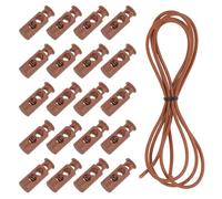 sourcing map Verrous de cordon à double trou avec cordon élastique de choc, clip d'arrêt à ressort avec cordon extensible, camel, 0.35" x 0.95"