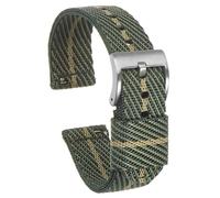 sourcing map Vert Kaki Nylon Rayé Bracelet-Montre 18mm Largeur Doux Confortable Premium Nylon Courroie avec Argenté Boucle, Universel Remplacement Toile Bracelet-Montre