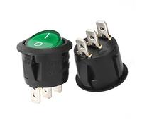 sourcing map Vert Lampe Éclairée 3 Terminal SPST AC 250V/10A 125V/12A | 2 Position I/O On/Off Bouton Bascule Rond Interrupteur à Bascule