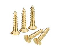 sourcing map Vis à Bois en Laiton, 10Pcs M5 x 25mm Vis Autotaraudeuse à Tête Plate à Entraînement Fendu, Fraisée pour Meubles de Menuiserie