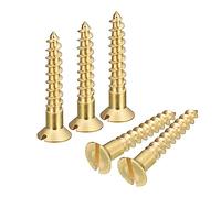 sourcing map Vis à Bois en Laiton, 10Pcs M5 x 30mm Vis Autotaraudeuse à Tête Plate à Entraînement Fendu, Fraisée pour Meubles de Menuiserie