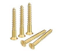 sourcing map Vis à Bois en Laiton, 10Pcs M6 x 50mm Vis Autotaraudeuse à Tête Plate à Entraînement Fendu, Fraisée pour Meubles de Menuiserie