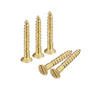 sourcing map Vis à Bois en Laiton, 40Pcs M1.6 x 12mm Vis Autotaraudeuse à Tête Plate à Entraînement Fendu, Fraisée pour Meubles de Menuiserie