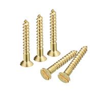 sourcing map Vis à Bois en Laiton, 60Pcs M3 x 20mm Vis Autotaraudeuse à Tête Plate à Entraînement Fendu, Fraisée pour Meubles de Menuiserie
