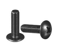 sourcing map Vis à métaux cruciformes à tête bombée M6 x 20 mm, filetage complet, entraînement cruciforme, acier inoxydable 304 18-8, finition oxyde noir, quantité 25