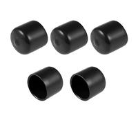 sourcing map Vis Filetage Protecteur 22mm ID Rond Capuchon Extrémité Noir Tube Caps 5Pcs