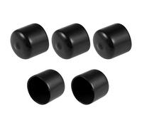 sourcing map Vis Filetage Protecteur 24mm ID Rond Capuchon Extrémité Noir Tube Caps 5Pcs