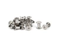 sourcing map Vis Reliure pour 4mm Trou Dia Femelle M4x8mm Ceinture Boucle Reliure Boulons Cuir Attache 15 Ensembles