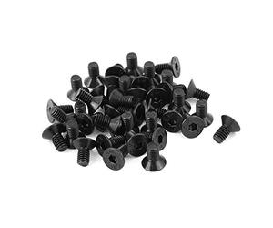 sourcing map Vis Tête Fraisée M4 x 8mm Acier Allié Noir 50Pcs | Acier Allié Vis Tête Fraisée