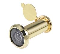 Sourcing map Visionneuse de porte en laiton massif 200 degrés avec protection de confidentialité pour portes de 35 à 55 mm Finition dorée polie