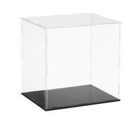 sourcing map Vitrine transparente en acrylique pour objets de collection - Boîtes transparentes à assembler avec base noire - Boîte de rangement anti-poussière pour objets de collection - 24 x 20 x 25